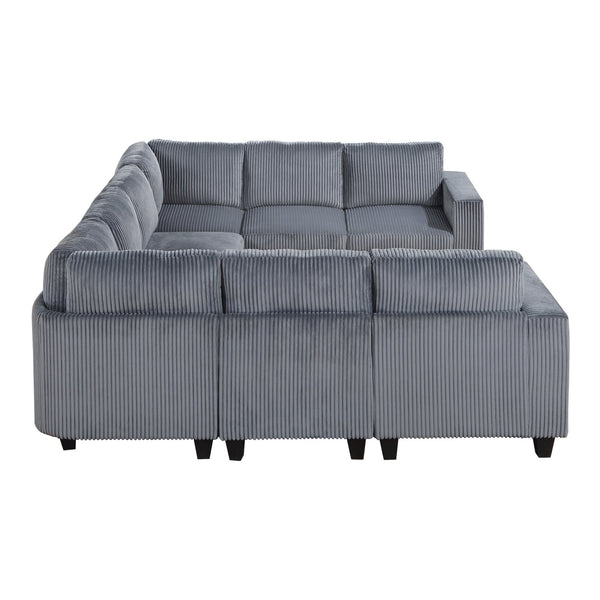 English Elm 8-Piece Modular Sectional Sofa with Hidden Storage, Side Pockets & Charging Ports in Corduroy Fabric Dark Gray 26 L x 29 W x 15.75 H B011S01083