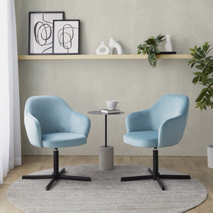 English Elm Swivel Accent Chair Silver Velvet Seat Gold X Pedestal Base Glam Living Room Light Blue B202P471329