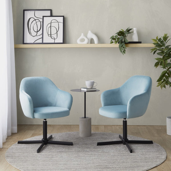 English Elm Swivel Accent Chair Silver Velvet Seat Gold X Pedestal Base Glam Living Room Light Blue B202P471329