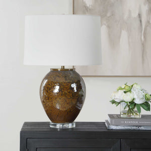 Uttermost Rye Ceramic Table Lamp Glazed Base Linen Shade Warm Artisan Glow