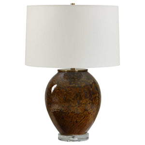 Uttermost Rye Ceramic Table Lamp Glazed Base Linen Shade Warm Artisan Glow