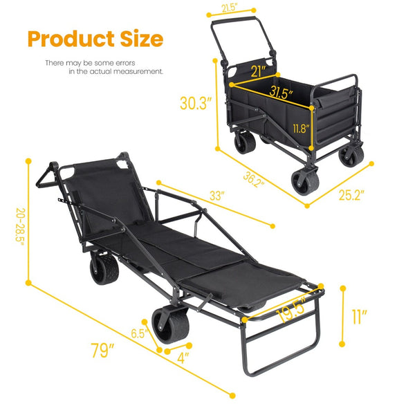 English Elm 2-in-1 Folding Wagon Chair with All-terrain Wheels Oxford Fabric 650lb Outdoor W2932P425338