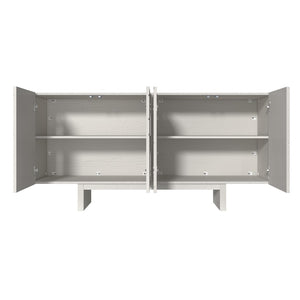 English Elm 63''wide White Sideboard Geometric Groove Mdf Four Door Cabinet for Dining Room T3609P485929