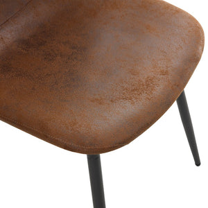 English Elm Table 7-Piece Modern Round Dining Set With 6 Ergonomic Brown Chairs & Black Metal Legs For Style W1151S03752-GIGA