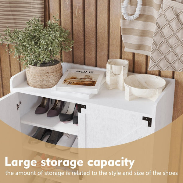 English Elm Shoe Cabinet With Doors - 6-Tier Space-Saving Storage Organizer, Adjustable Shelves & Hidden Storage W2227P170171-GIGA
