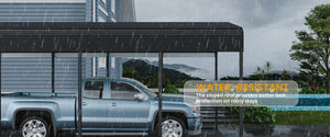 English Elm 12x20ft Steel Peak Roof Carport Heavy Duty Outdoor Shelter for Trucks Boats and Events W1820S00013