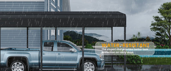 English Elm 12x20ft Steel Peak Roof Carport Heavy Duty Outdoor Shelter for Trucks Boats and Events W1820S00013
