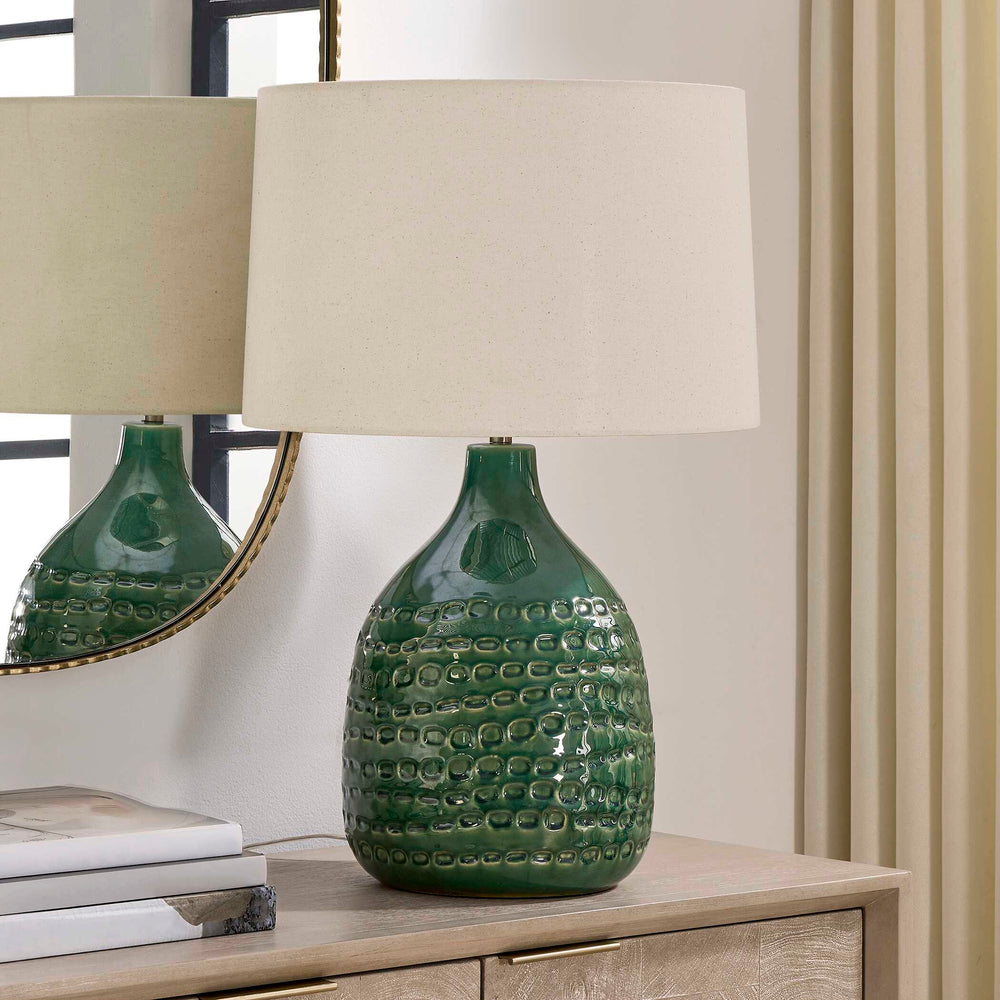 Uttermost Uttermost Breya Glazed Ceramic Table Lamp with Linen Shade and Brass Accents 30685-1