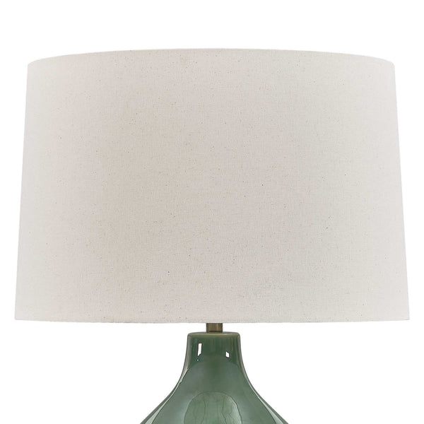 Uttermost Breya Glazed Ceramic Table Lamp with Linen Shade and Brass Accents