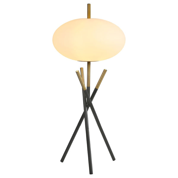 English Elm Clarendon Metal Tripod Table Lamp with Frosted Orb Shade Gold Touch Switch Accent B062P447789