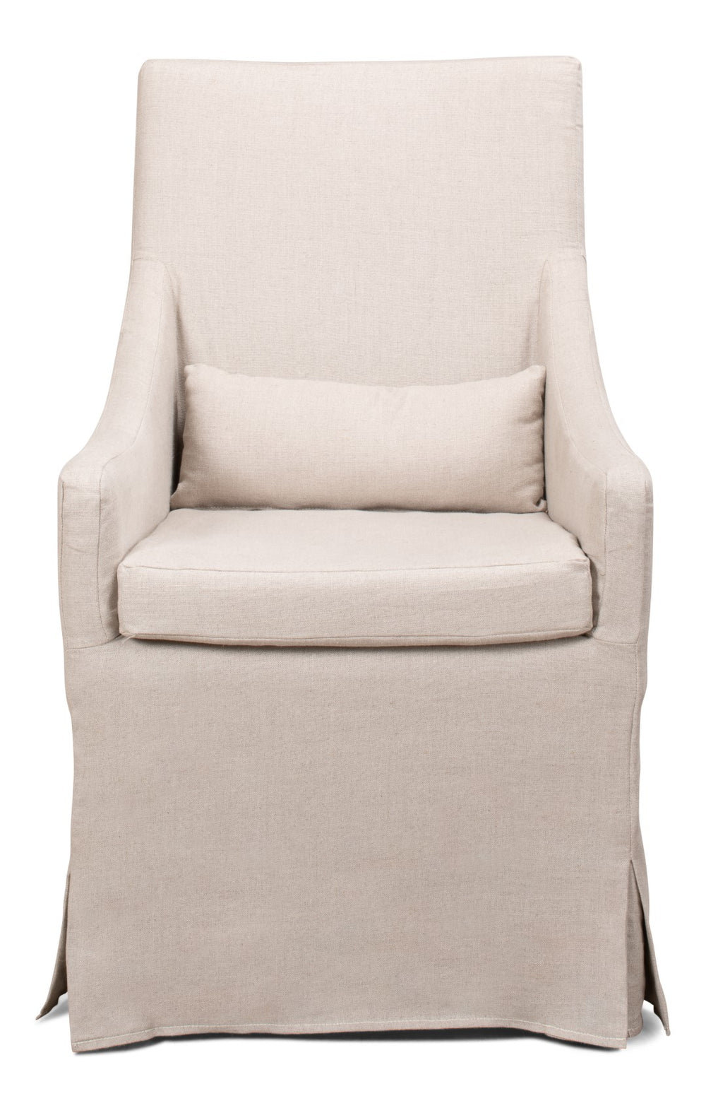 Sarreid Skirted Arm Chair - Elegant White Linen Design With Stylish Skirt, Dry Clean Only, Perfect For Any Room Beige  30689