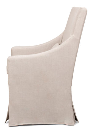 Sarreid Skirted Arm Chair - Elegant White Linen Design With Stylish Skirt, Dry Clean Only, Perfect For Any Room Beige  30689
