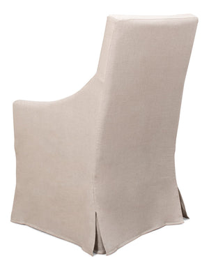 Sarreid Skirted Arm Chair - Elegant White Linen Design With Stylish Skirt, Dry Clean Only, Perfect For Any Room Beige  30689