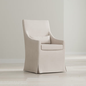 Sarreid Skirted Arm Chair - Elegant White Linen Design With Stylish Skirt, Dry Clean Only, Perfect For Any Room Beige  30689