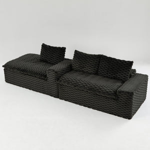 English Elm Black Turtle Velvet Convertible Sofa: Plush Reclining Lounger With Modular Design For Ultimate Comfort W3371S00033