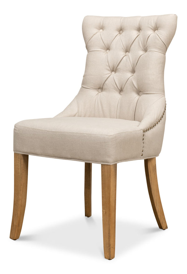 Sarreid Sophie Side Chair Set Of 2 - Elegant White Linen Upholstery On Sturdy Wood Frame For Chic Decor White  30691