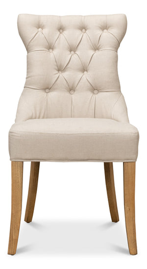 Sarreid Sophie Side Chair Set Of 2 - Elegant White Linen Upholstery On Sturdy Wood Frame For Chic Decor White  30691