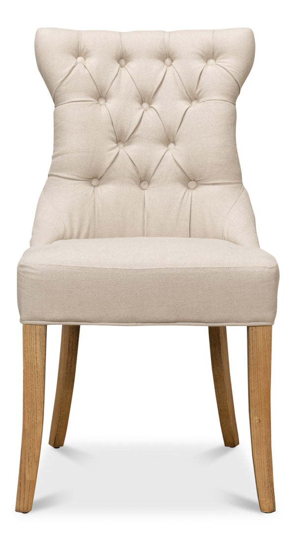 Sarreid Sophie Side Chair Set Of 2 - Elegant White Linen Upholstery On Sturdy Wood Frame For Chic Decor White  30691