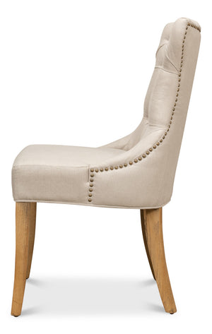 Sarreid Sophie Side Chair Set Of 2 - Elegant White Linen Upholstery On Sturdy Wood Frame For Chic Decor White  30691