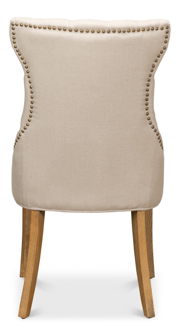 Sarreid Sophie Side Chair Set Of 2 - Elegant White Linen Upholstery On Sturdy Wood Frame For Chic Decor White  30691