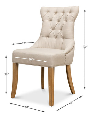 Sarreid Sophie Side Chair Set Of 2 - Elegant White Linen Upholstery On Sturdy Wood Frame For Chic Decor White  30691