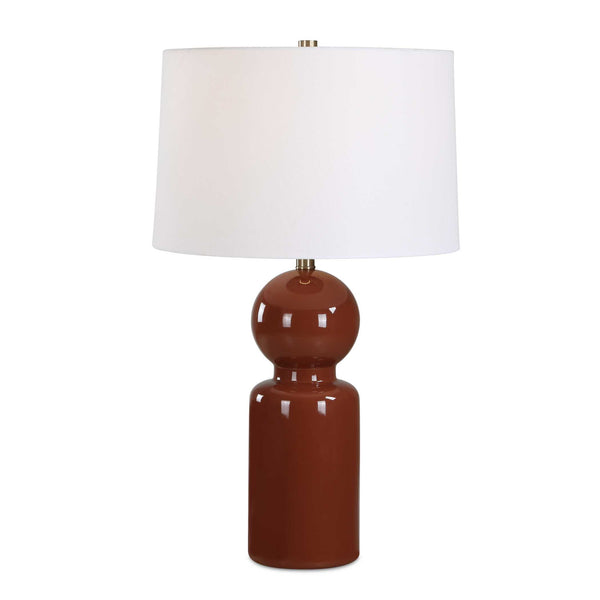Uttermost Uttermost Marco Ceramic Table Lamp Sienna Glaze Brass Accents Linen Drum Shade 30692-1