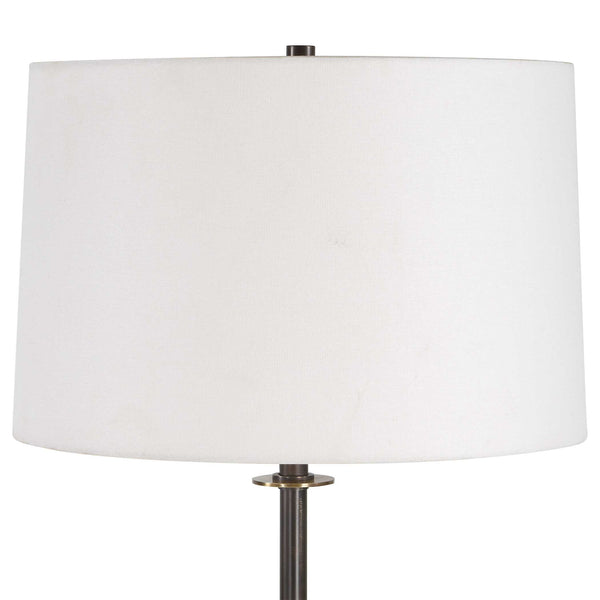 Uttermost Tallarico Sculptural Marble Iron Floor Lamp with Linen Shade for Living Rooms