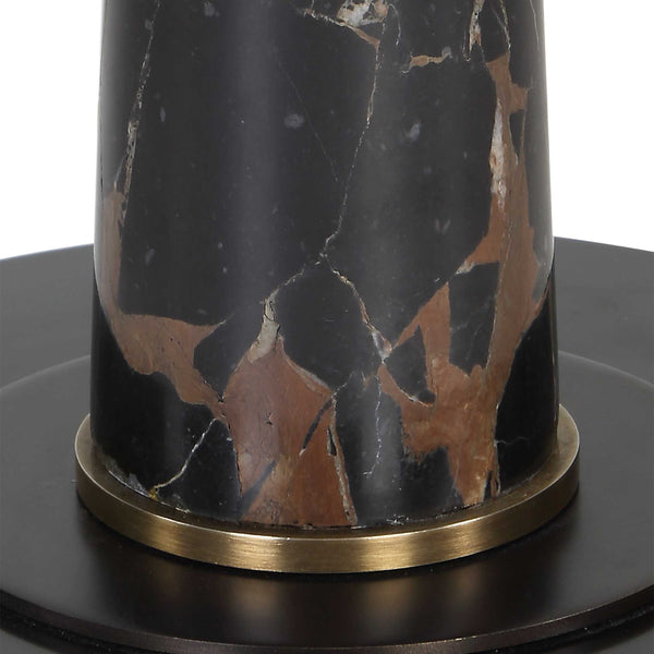 Uttermost Tallarico Sculptural Marble Iron Floor Lamp with Linen Shade for Living Rooms