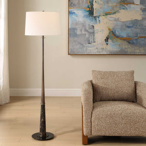 Uttermost Tallarico Sculptural Marble Iron Floor Lamp with Linen Shade for Living Rooms