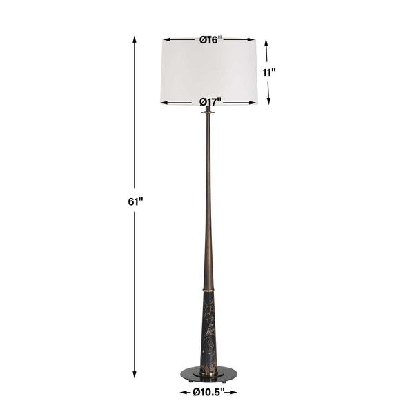 Uttermost Tallarico Sculptural Marble Iron Floor Lamp with Linen Shade for Living Rooms