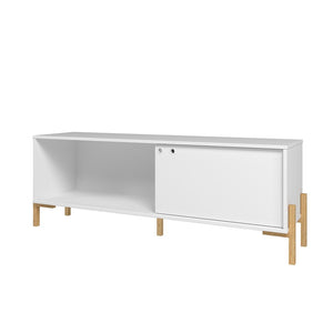 Manhattan Comfort Bowery Mid-Century Modern TV Stand White and Oak 306AMC157