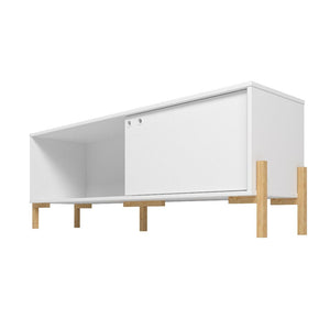 Manhattan Comfort Bowery Mid-Century Modern TV Stand White and Oak 306AMC157