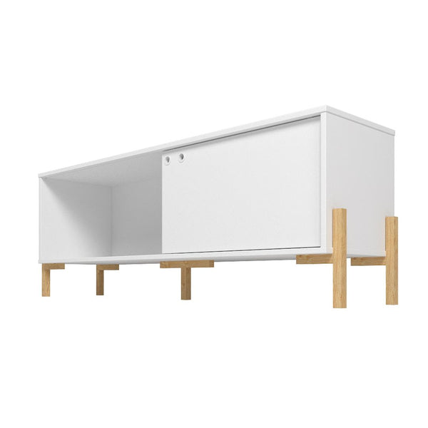 Manhattan Comfort Bowery Mid-Century Modern TV Stand White and Oak 306AMC157
