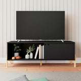 Manhattan Comfort Bowery Mid-Century Modern TV Stand Black and Oak 306AMC182