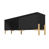 Manhattan Comfort Bowery Mid-Century Modern TV Stand Black and Oak 306AMC182