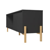 Manhattan Comfort Bowery Mid-Century Modern TV Stand Black and Oak 306AMC182