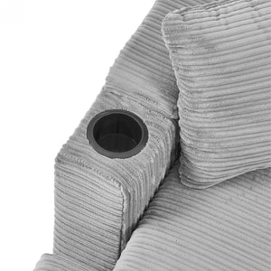 English Elm 95.3" Modern 3-Seater Sectional Sofa With Storage, Usb Ports & Movable Ottoman For Stylish Comfort N719S001612E