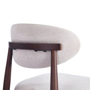 English Elm Modern Upholstered Dining Chair Set with Oval Back Solid Wood Legs Gray Fabric W3732P438536