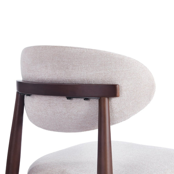 English Elm Modern Upholstered Dining Chair Set with Oval Back Solid Wood Legs Gray Fabric W3732P438536