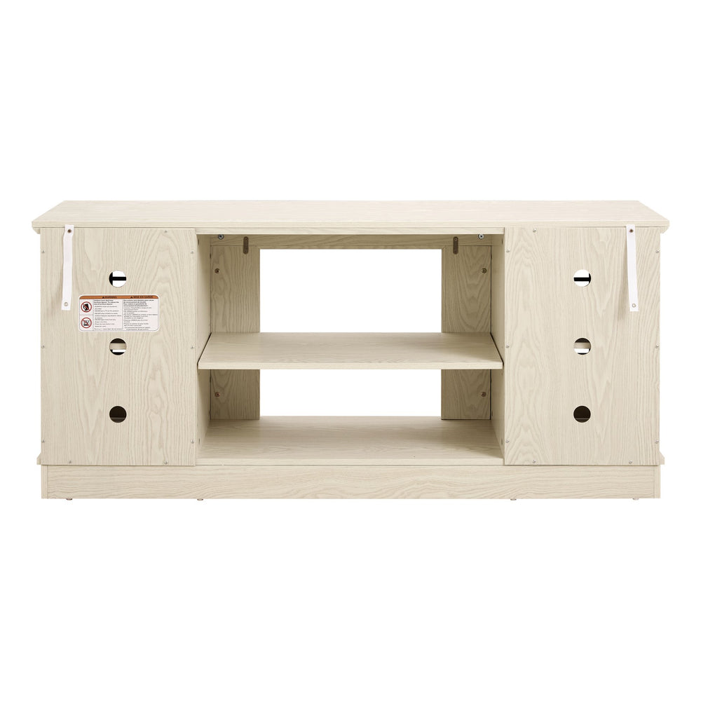 English Elm 58" Modern TV Stand with Faux Stone Top, 6 Cable Cutouts, Ample Adjustable Storage for 75" TVs White W2275P342693