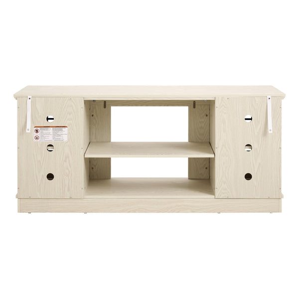 English Elm 58" Modern TV Stand with Faux Stone Top, 6 Cable Cutouts, Ample Adjustable Storage for 75" TVs White W2275P342693