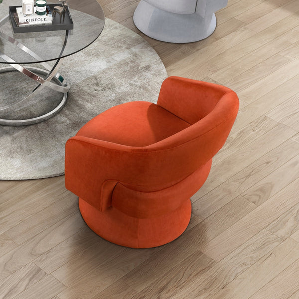 English Elm Modern Swivel Accent Chair in Lux Velvet Upholstery with Solid Wood Base, Compact Stylish Seating Orange 27.75 L x 26.5 W x 19.75 H B011P283814