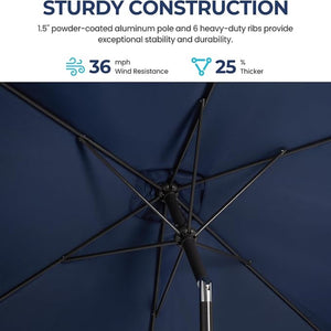 English Elm 6.5 X 10 Ft Rectangular Outdoor Patio Umbrella with Crank Tilt Uv Resistant Canopy Navy Blue B082P454958
