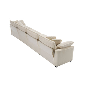 English Elm Modern Upholstered 4-Seater Corduroy Sofa With Plush Cushions & Pillows For Stylish Living Spaces W714S00780