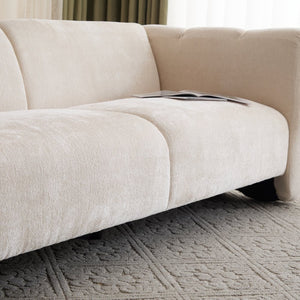 English Elm Tonson Wave Silhouette Boucle Three Seater Sofa Sculptural Modern Living Room Seating Beige N773IS00030S