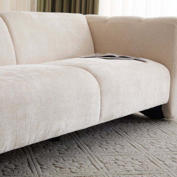 English Elm Tonson Wave Silhouette Boucle Three Seater Sofa Sculptural Modern Living Room Seating Beige N773IS00030S