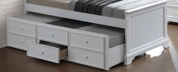 English Elm Transitional Twin Daybed With Trundle & 3 Storage Drawers – Elegant White Finish For Versatile Spaces B2741S00475-GIGA