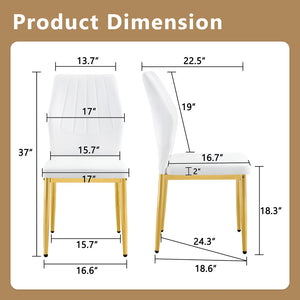 English Elm Set of 6 Pu Leather Dining Chairs with Gold Metal Legs for Glam Modern Rooms W1151P359613