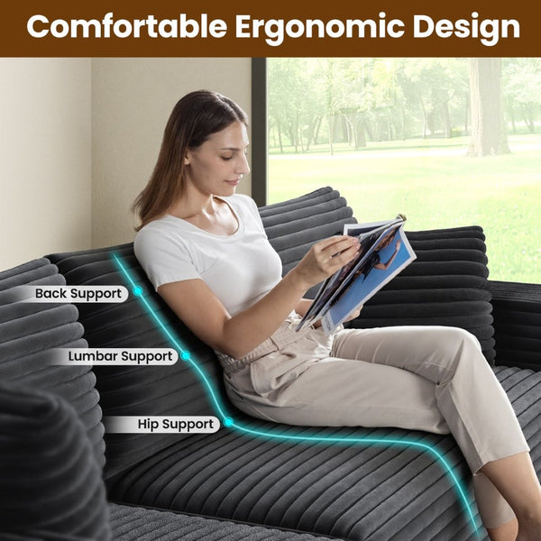 English Elm Aurora Velvet Three Seat Sectional Sofa Memory Foam Fill Modern Apartment Living B2716S00001