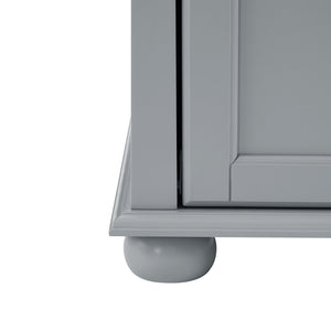 English Elm Clothes Hall Tree Storage Bench with Adjustable Shelves, Sliding Doors, Solid Poplar Feet & Shoe Bench Gray W2275P210041